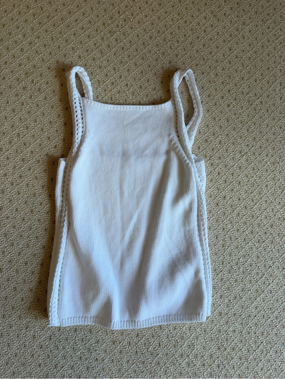 J. Crew White Knit Tank Top with Crochet Trim